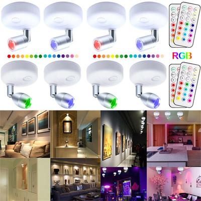 Projecteur LED sans fil 13 couleurs, 3 modes de gradation, angle réglable, télécommande, lampe spot RVB avec