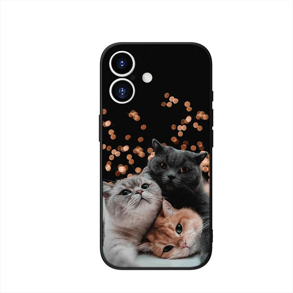 Blue Cat Green Eyes Meow Phone Cover Case for Apple iPhone 16 15 14 Plus 13 12 Mini 17 Pro Max + 16E Air 16+ ProMax Casing