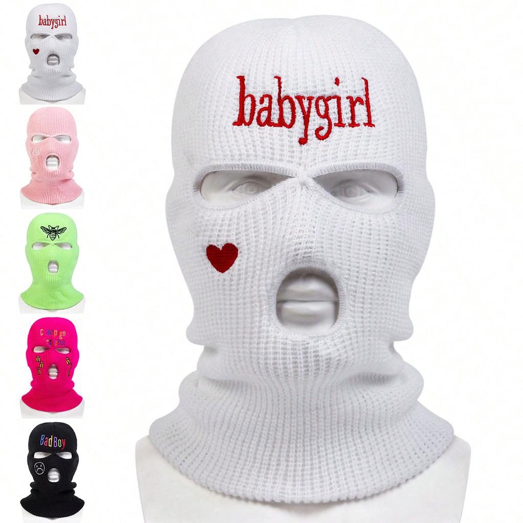 Unisex 5 stiler Broderi Balaklava Lue Vinter Varm Kald Lue Vindtett Strikkede Luer Vår Høst Utendørssport Reise for Kvinner Menn