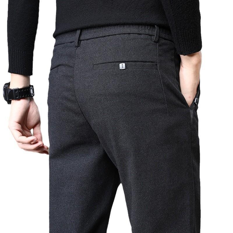 Jesienne i zimowe wełniane spodnie dresowe z elastycznym pasem dla mężczyzn, proste, luźne, wszechstronne, długie spodnie z przetarciami