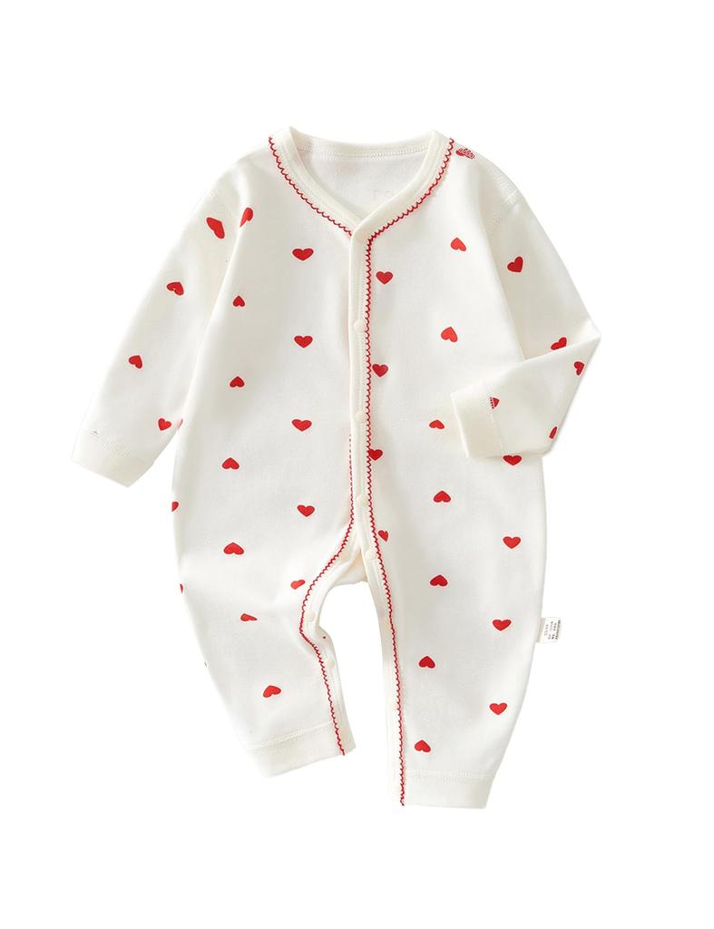 Baby newborn newborn baby birth present [HAYAHARU] clothes, girls' rompers, long-sleeved coveralls, 100% cotton, clothes, front-opening type,