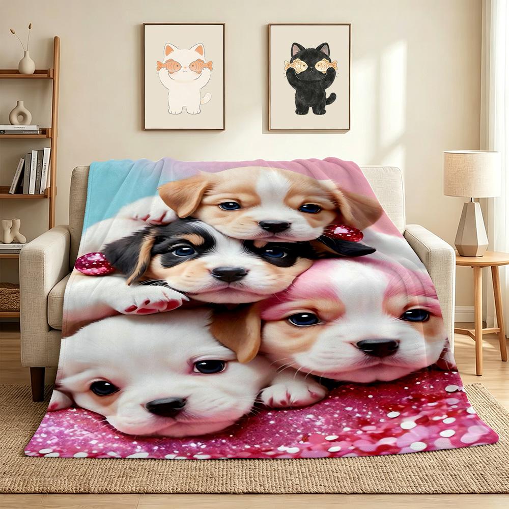 Puppy Pile Flannel Blanket Throw Blanket Soft Warm Sofa Bed Camping Home Decor Unique Christmas Gift C926408