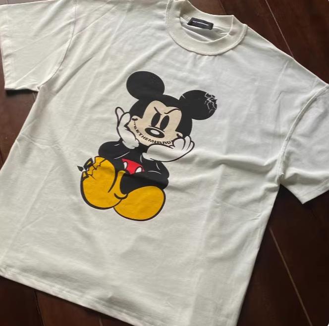 Miniso 2026 Cute Retro Mickey Mouse Printed Cartoon Cotton ShortSleeve TShirt Men Women New Trendy Loose Student Style Tees
