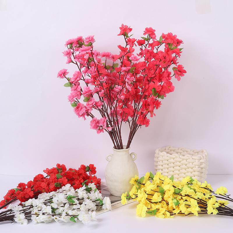 Simulation Peach Blossom Branch Fake Flower Single Dried Flower Cherry Blossom Living Room Ornament Branch Plum Blossom Silk Flower Fake Tree