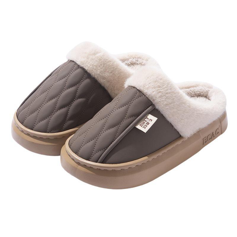 

Мужские теплые водонепроницаемые домашние тапочки с нескользящей толстой подошвой - зимняя версия 2024 года, подкладка из плюша и бархата 44-45