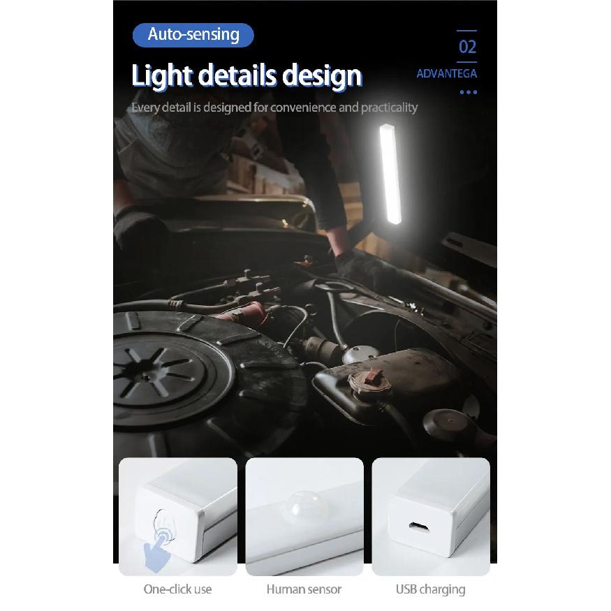 SEAMETAL Wireless Led Sensor Light for Car Trunk Adjustable Brightness Motion Sensing Light 3-Color USB Charging Night Lamp