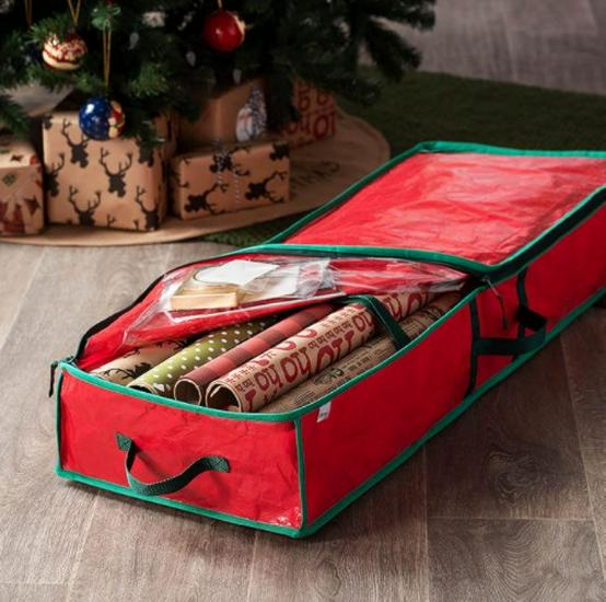Christmas Paper Tube and Gift Storage Bag for Under-Bed Use