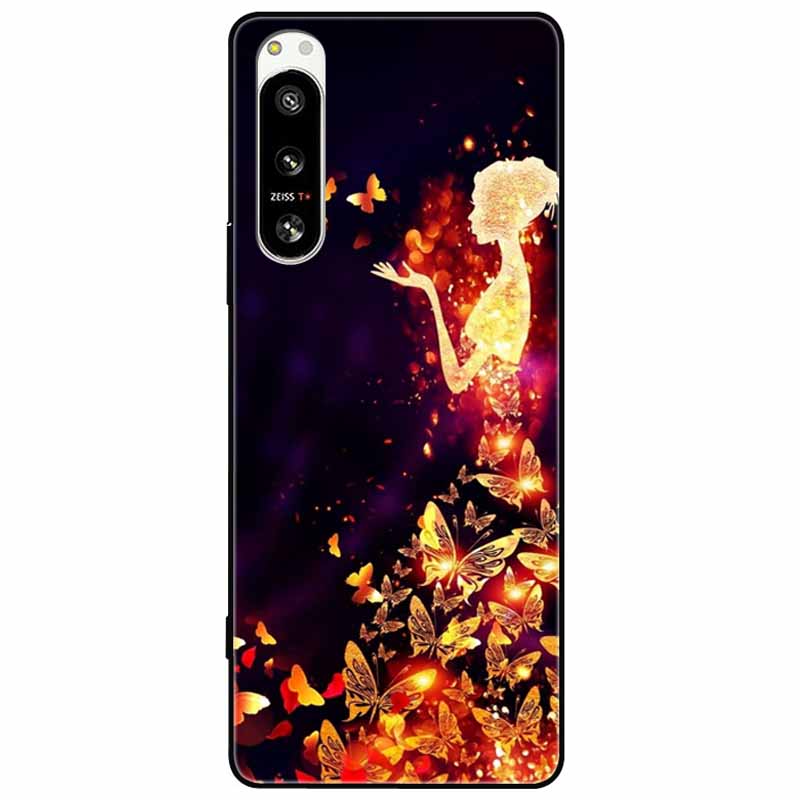 For Sony Xperia 5 IV / 10 IV Case 10IV Soft Black Silicone Forest Painted Phone Back Covers For Sony Xperia 1 IV Case TPU Coque