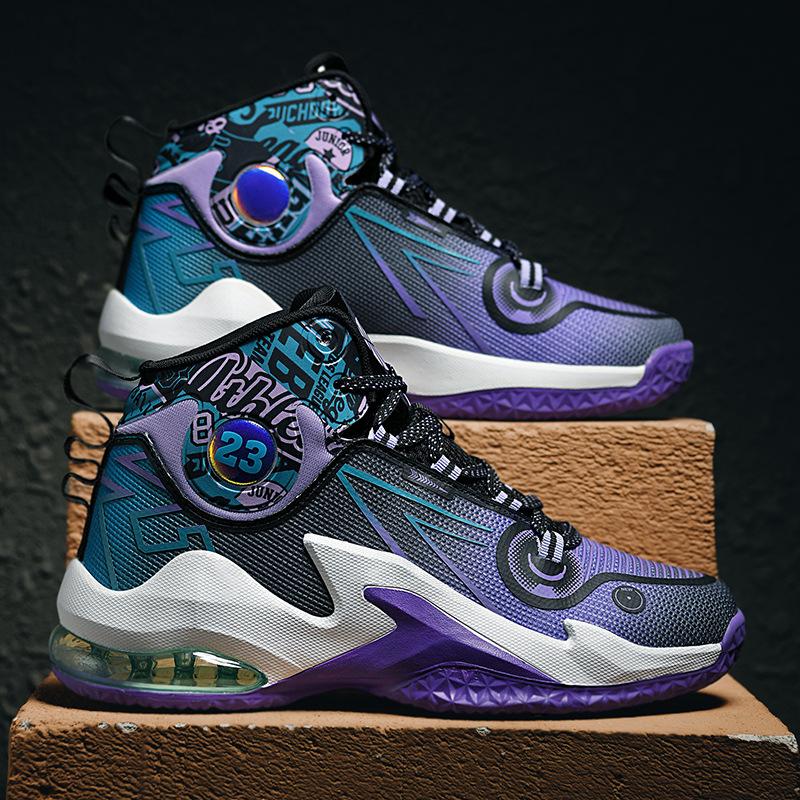 Men's New High-top Basketball Shoes Women's Mesh Casual Shoes Outdoor Running Shoes Cement Comfortable Breathable Size 36-45