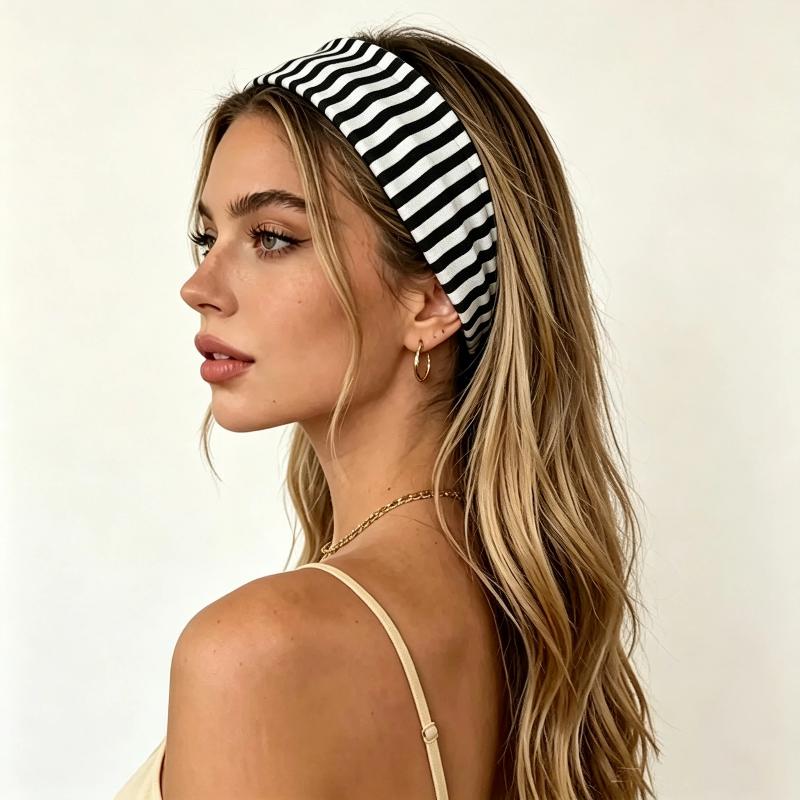 Stretchy Wide Striped Headbands Soft Non-Irritating Breathable Fabric 6 Color Choices for Yoga Travel Daily Wear
