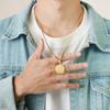 Reisekompass Anhänger Halsketten für Männer Einfach Rund Goldfarbe Edelstahlkette Hip Hop Schmuck Männliche Geschenke Großhandel