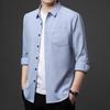 Spring New Long-sleeved Cotton and Linen Shirts for Men, Business Casual Tops, Real Pockets, Middle-aged Bottoming Shirts for Men