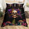 Gothic Sugar Skull Bone Bedding Set Skeleton Hand Comforter Cover Rose Leaves Romantic Flowers Home Textileextile Luxury Gift