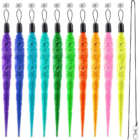 10PCS Cat Worm Toy, Replacement Cat Worm Toy Refills with Black String Cats Wand Attachments Worms Toys for Indoor Cats Kitten