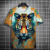 Animal Men's T-shirt 3d Tiger Print Men's Tops Casual Short Sleeve Simple T-shirt Summer Round Neck T-shirt Men's Ultra Clothing