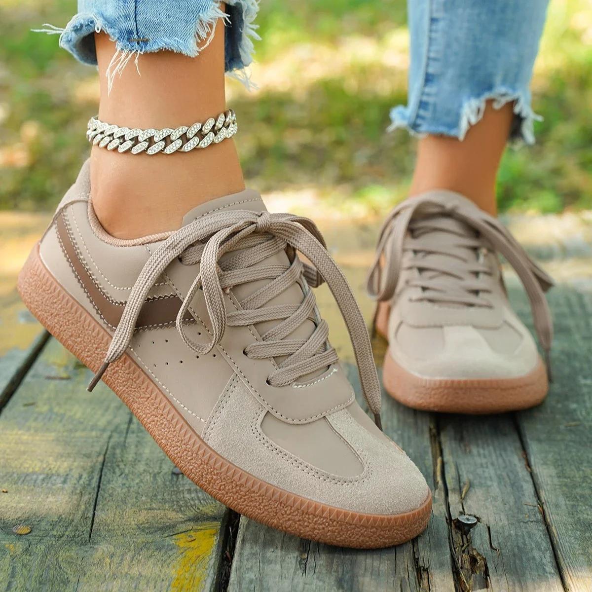 

Женские ретро повседневные кроссовки светло-коричневые замшевые балетки на массивной подошве удобная обувь слипоны уличный стиль 42 бежевый