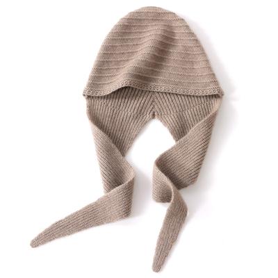 Cashmere Autumn and Winter New Women's Hat Solid Color Scarf All In One Warm Ear Protection Knitted Scarf Hat