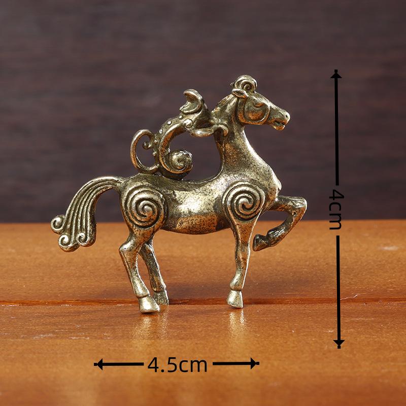 1 шт. Металлическая фигурка лошади, цельная, настольное декоративное ремесло, античная бронзовая миниатюрная модель двенадцати животных зодиака.