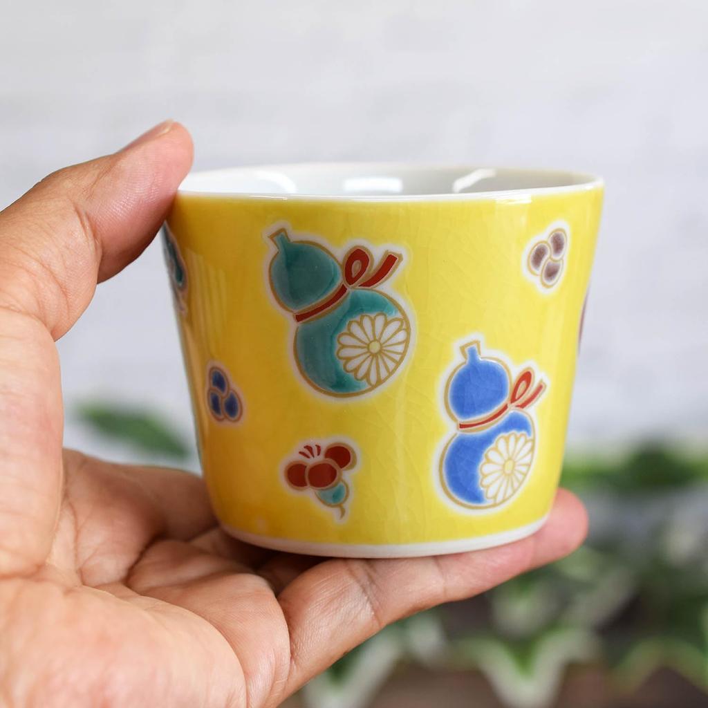 Waza no Kura Stylish Kutani Ware Soba Choko (Soba Cup) with Six Gourds (Mubyō) Design, Ceramic, Brand Name, Japanese Tableware, Made in Japan