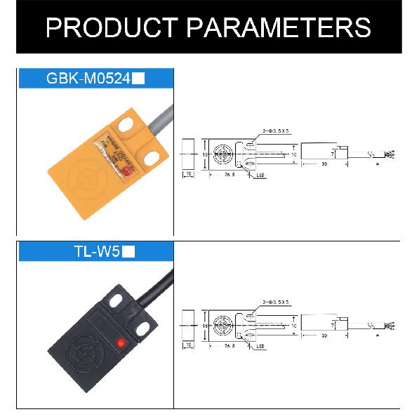AUCHTEL TL-W5 Proximity Sensor Small Size 5mm DC 12V 24V 3 Wire Metal Approach Inductive Switch GKB-M0524 Automation NPN PNP PLC