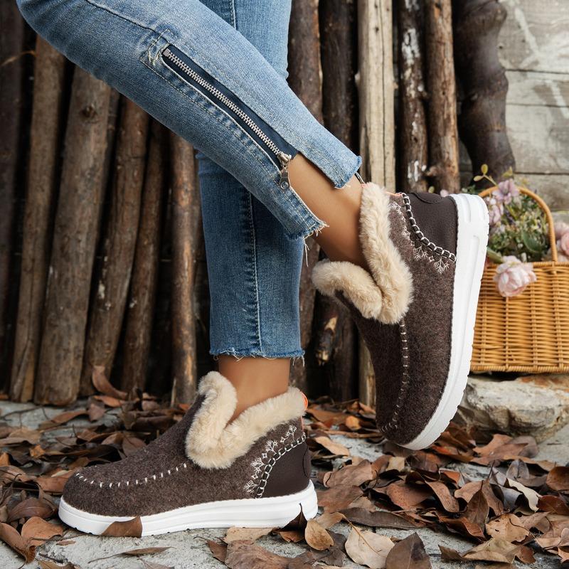 Winter Women Warm Plush Fur Snow Boots Suede Shoes New Ladies Slip on Comfortable Ankle Boots Female Footwear Botas Femininas