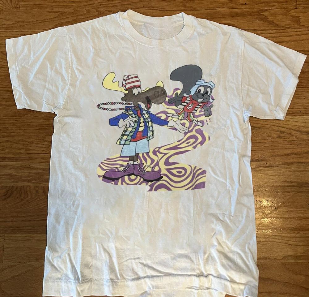 

Rocky and Bullwinkle Graphic T-Shirt 100% Cotton Tee Best Gift All Size QX799 Unisex T-Shirt M