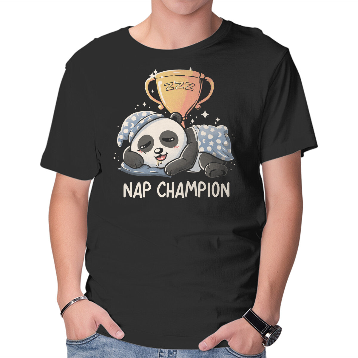 Unisex Crew Neck T-Shirt Nap Champion Graphic Short Sleeve Casual Tee S