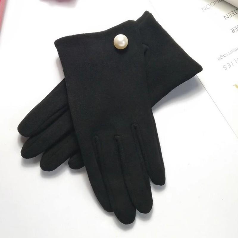Elegant Women Pearls Sheepskin Genuine Leather Gloves Motorcycle Riding Gloves Female Accessories Mittens Autumn Winter Gloves