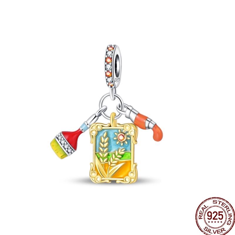 New Copper Autumn Golden Charms Maple Leaf Squirrel Pumpkin Deer Beads Fit 3Mm Original Bracelet Diy Jewelry Gifts