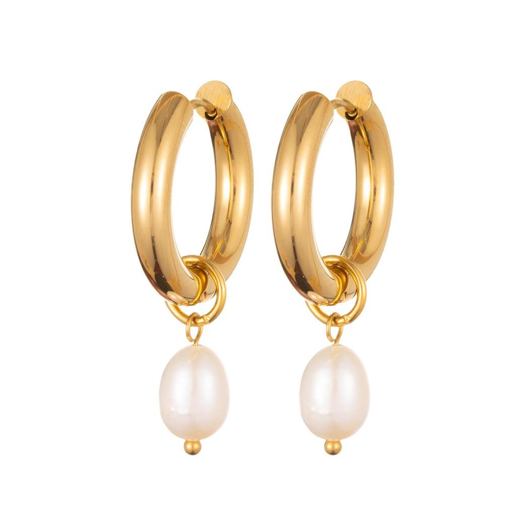 1pair Stainless Steel Classic Pearl Earrings for Women Couples Daily Decoration Party Jewelry Gifts Prevent Allergy