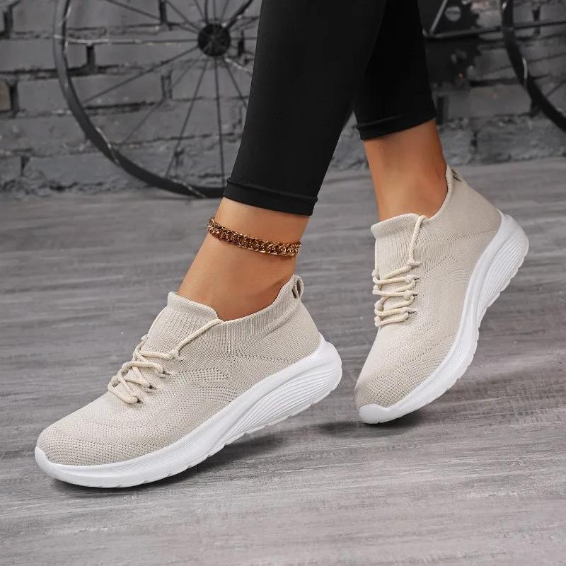 Breathable Mesh Women Sports Shoes Lightweight Socks Sneakers Ladies Soft Anti-slip Sole Casual Trainers for Walking Running