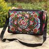 Omuz Çantası Yunnan Etnik Tarzı Işlemeli Çanta Crossbody Çanta Kadın Çantası Büyütülmüş Üç Fermuarlı Kumaş Çanta Büyük Kapasiteli Kare Çanta