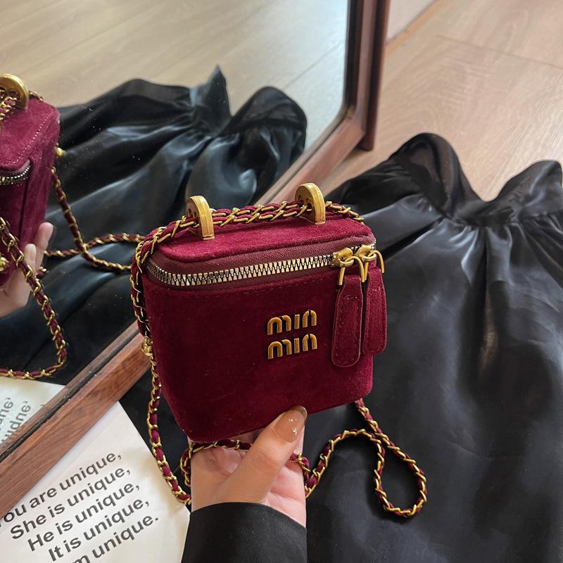 Winter 2024 Retro Frosted Mini Box Bag - Trendy Crossbody Coin Purse