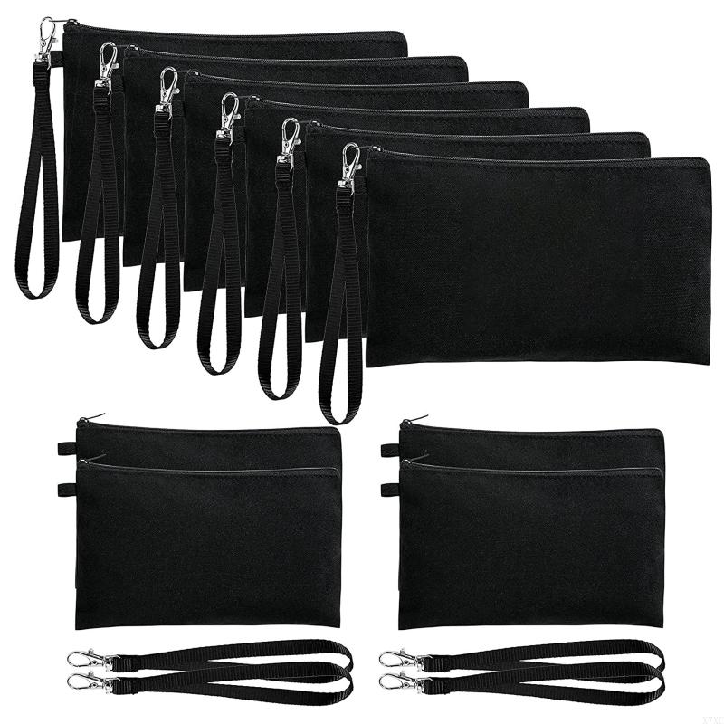 

X7XC 10 PCS Sublimation-Bag with Zipper Lanyard Heat Transfer Bags for DIY Makeup Bag чёрный
