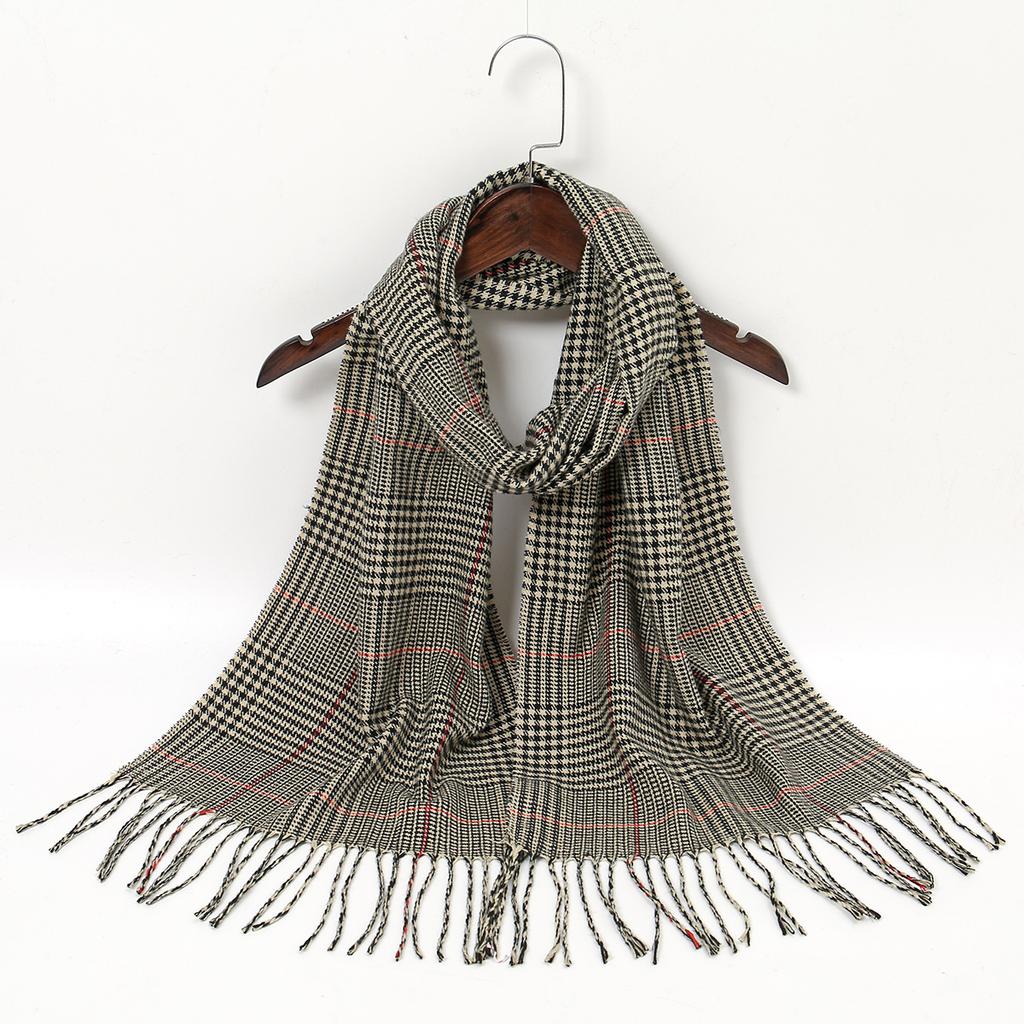 Luxury Brand Women Cashmere Scarves Lady Winter Warm Soft Pashmina Shawls Wraps Female Plaid Knitted Long Scarf For Women