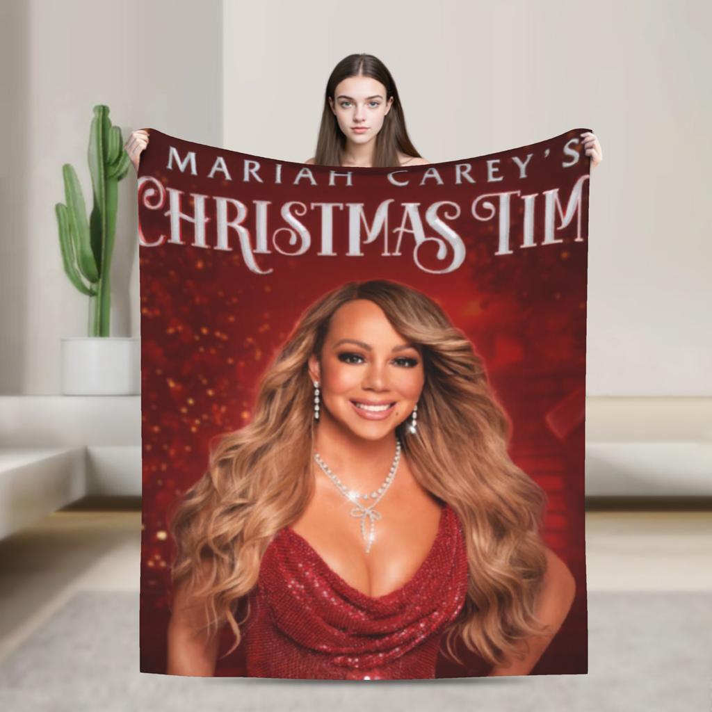 Mariah Carey Christmas Super Warm Blanket Camping Plush Throw Blanket Funny Home Decor Flannel Bedspread Sofa Bed Cover