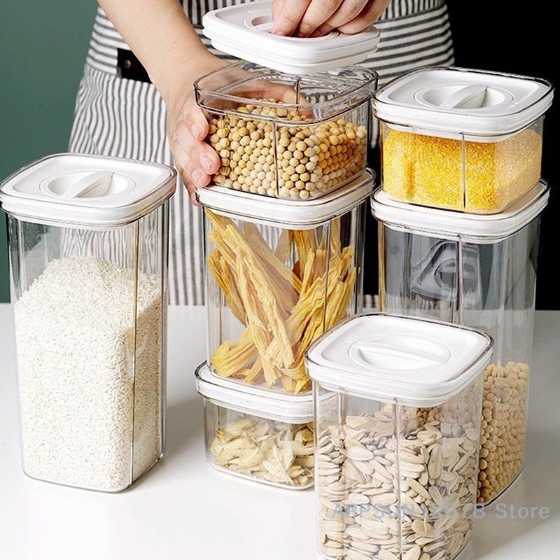 Transparent Household Knob Sealed Jar for Snack Storage with Fresh-Keeping Lid Plastic Kitchen Storage Box