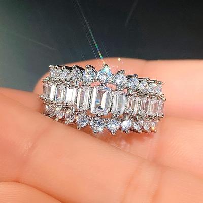 Inele geometrice din zirconiu cubic Cristal pentru femei Inele elegante de nuntă de logodnă Bijuterii noi la modă