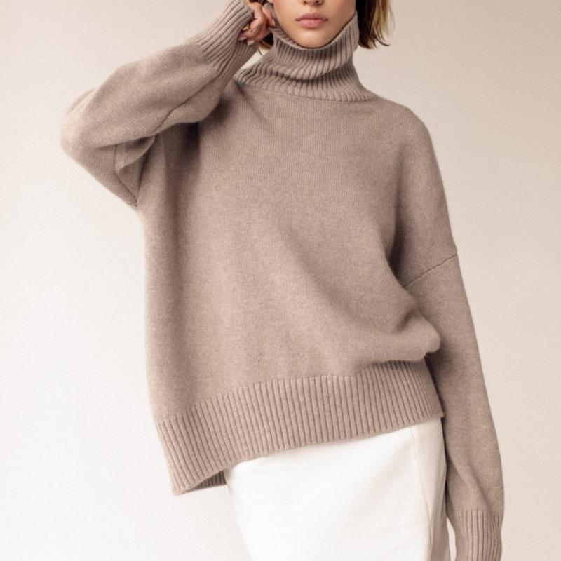 

IHUASU Женский утолщенный трикотаж осенне-зимний свободный джемпер с высоким воротом L хаки