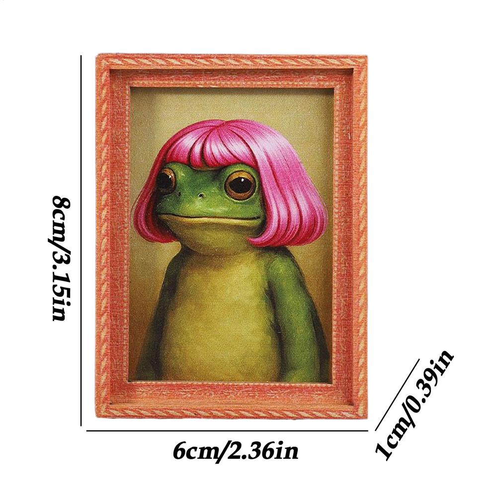 

Funny Frog Magnets Frame Cute Wooden Small Funny Home Decor Retro Framed Frog Art Magnet For Friends Kitchen Cabinet Christmas