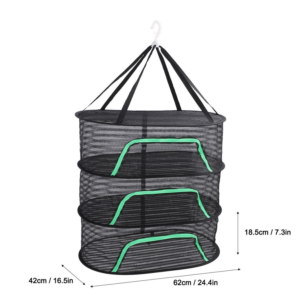 Hanging Drying Mesh Breathable Polyester Foldable Multi Layer Versatile Drying Rack with Zipper for Fish Vegetable Fruits Petal