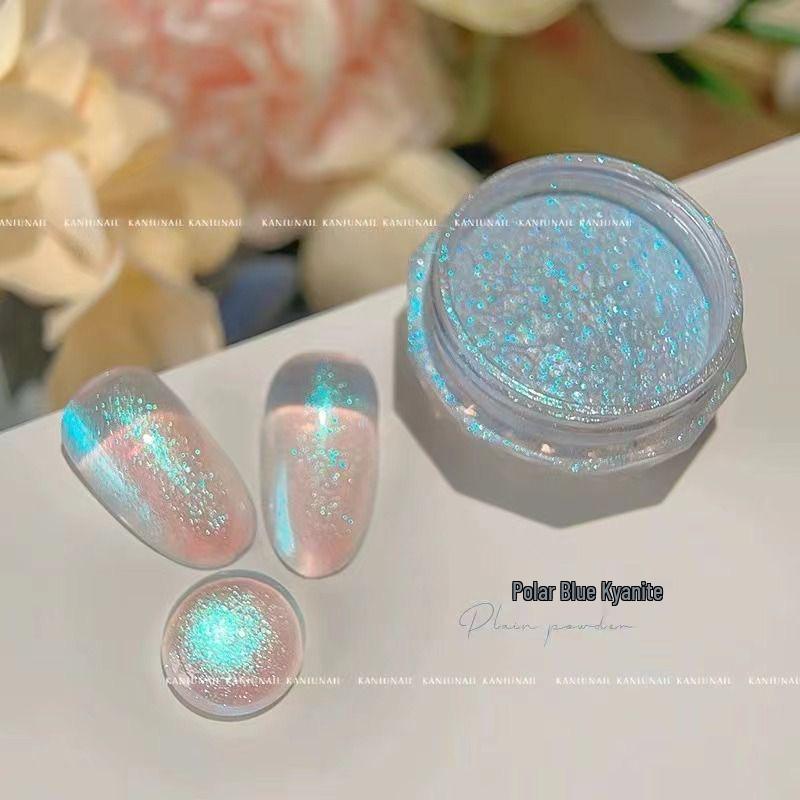 Fairy Manicure: Transparent Nude Highlight Powder with Fine Glitter and Crystal Stone for Special Nail Wear
