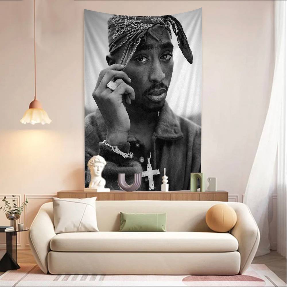 Rapper TTupac SShakur Cartoon Tapestry Art Science Fiction Room Home Decor Wall Hanging Sheets