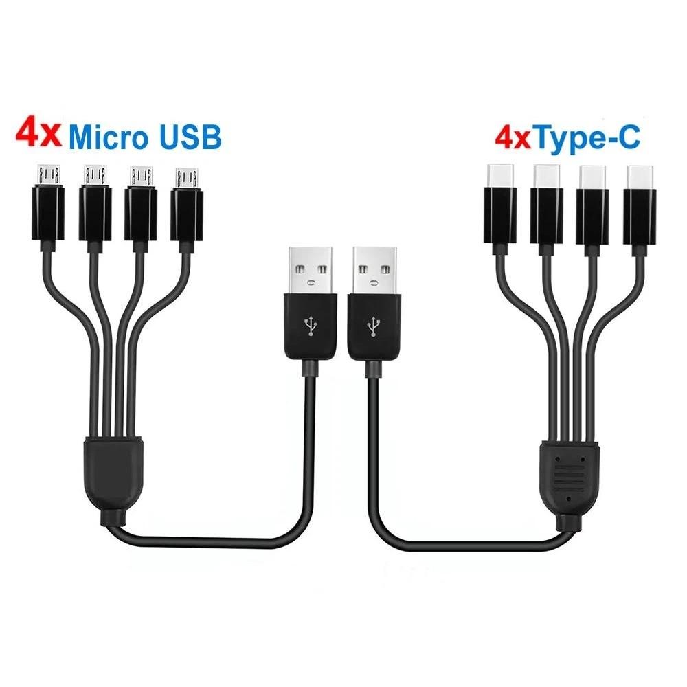 Multiple USB Data Cable 5V 4 Port USB C PD Splitter Cable for Samsung/Xiaomi/Android