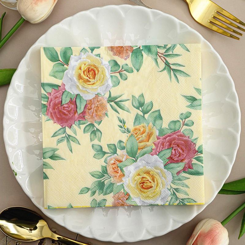 20pcs/pack Decoupage Table Paper Napkins Elegant Tissue Flower Birthday Wedding Party Home Beautiful Decor