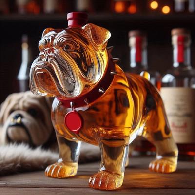 300ml Bulldog Shape Whiskey Bottle Large Capacity Glass Decanter Red Wine Decanter Home Bar Whiskey Accessory