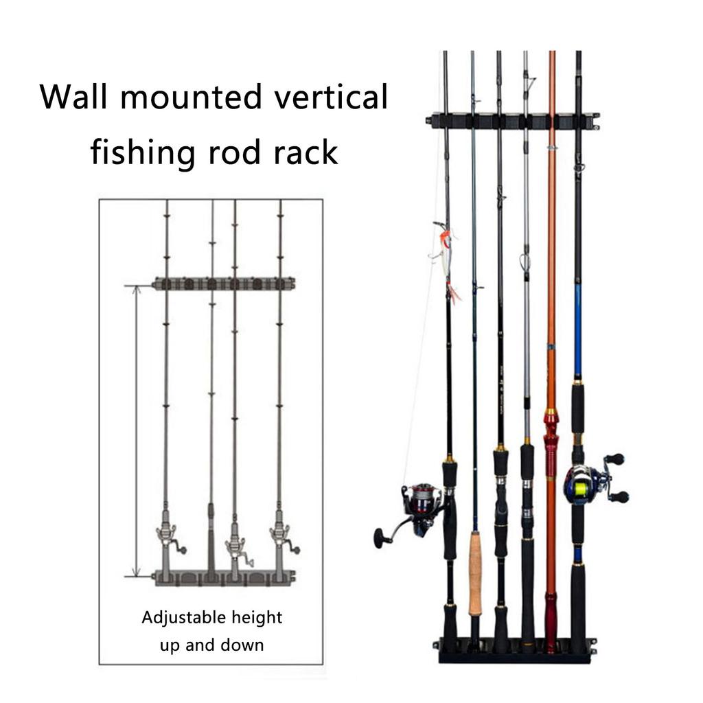 Fishing Rod Holder Organizers Wall Mounted Fishing Rod Rack Store 6 Rods Fishing Rods Holder Garage No Drill Rod Rack