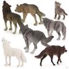 7x Simulation Wolf Figurine Toy, Decor Jungle Animal Set for Ages 3+