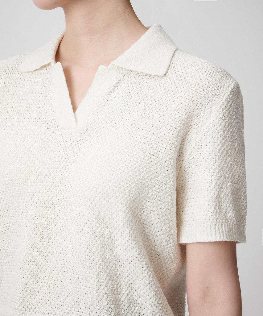 MUSINSA STANDARD WOMAN Women'S Linen Blend Textured Knitted Polo Shirt [Ivory]