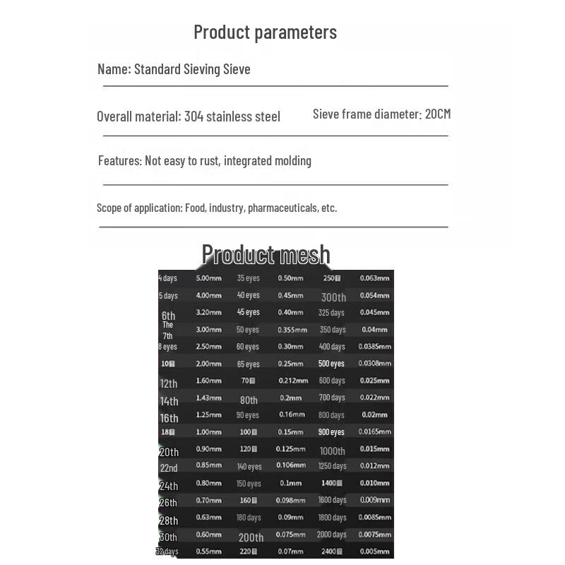 Changlu 20cm Lab Soil Test Sieve, 325 Mesh